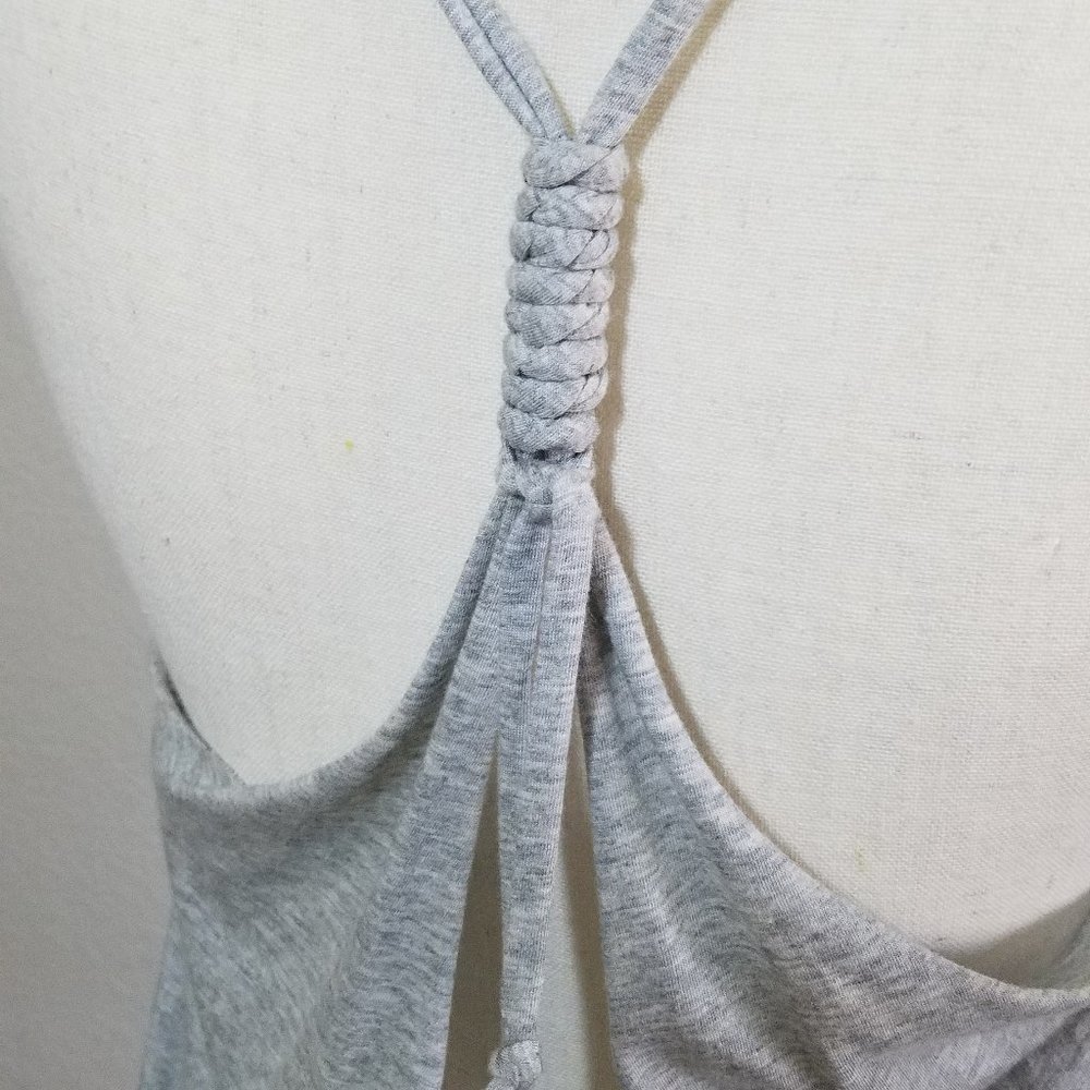 Tank Top Juniors Medium Gray Racer Back Sleeveless Womens Flag Patriotic Fringe - Picture 5 of 5